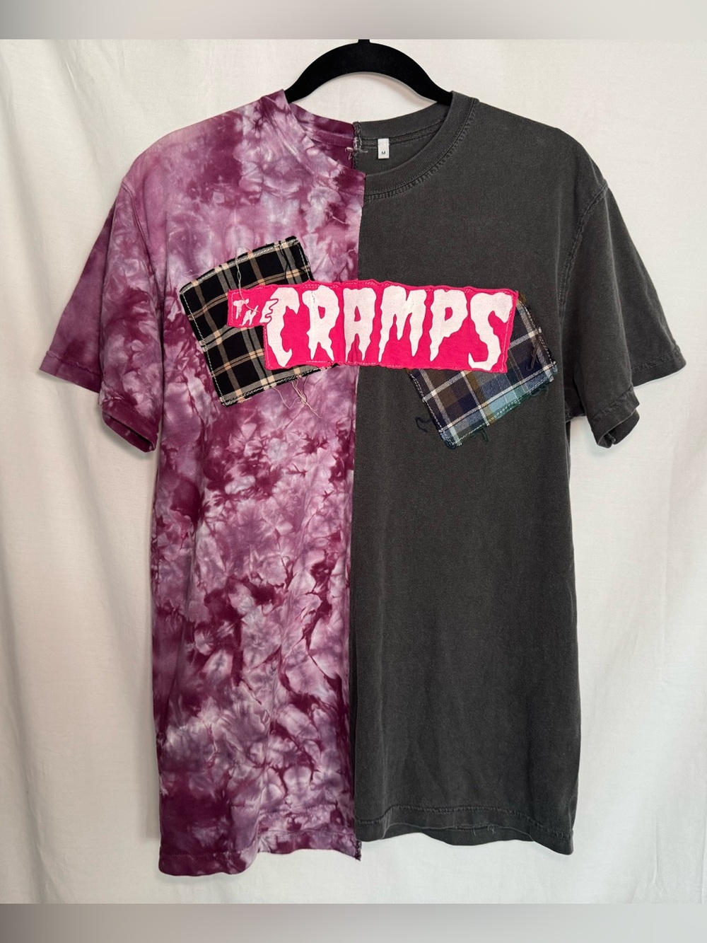 The Cramps Reworked Split Tie Dye Band Tee Patchwork Custom Upcycled 1of1 Size M